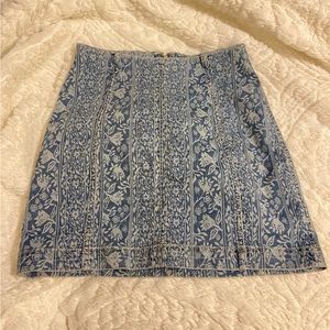 Free People Paisley Denim Mini Skirt